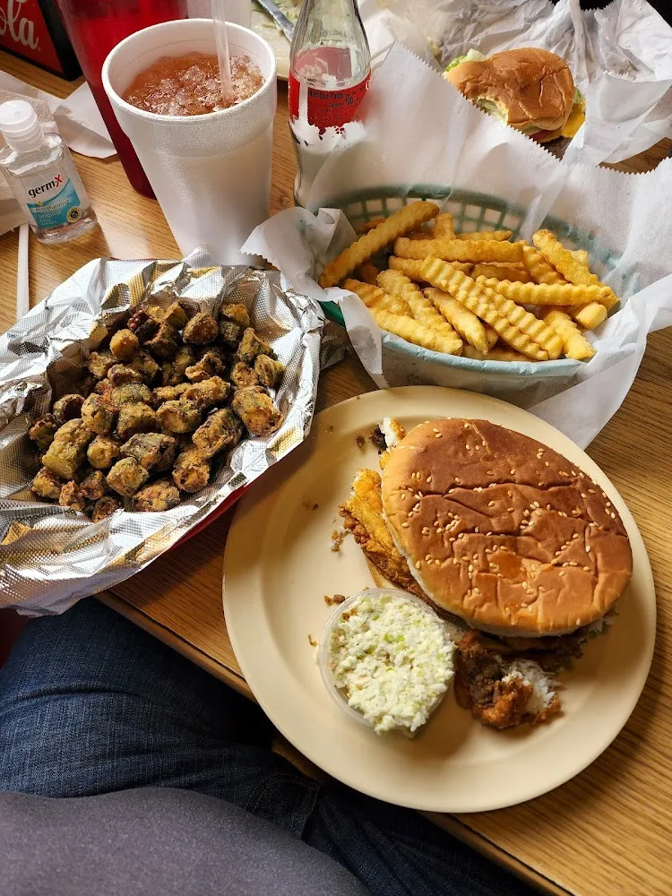 Fish Sandwich Fried Okra Fries